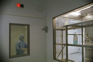 Advanced medical device components being assembled in a cleanroom